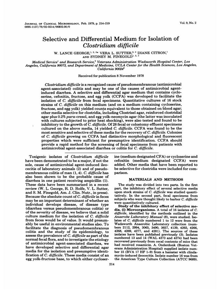 George Et. Al, 1979 - Selective and Differential Medium For Isolation ...