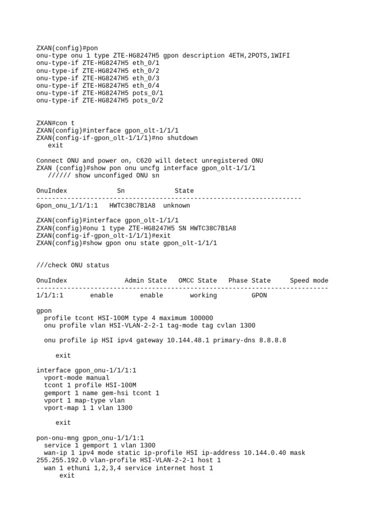 ZTE-HG8247H5 ONU Configuration Guide | PDF