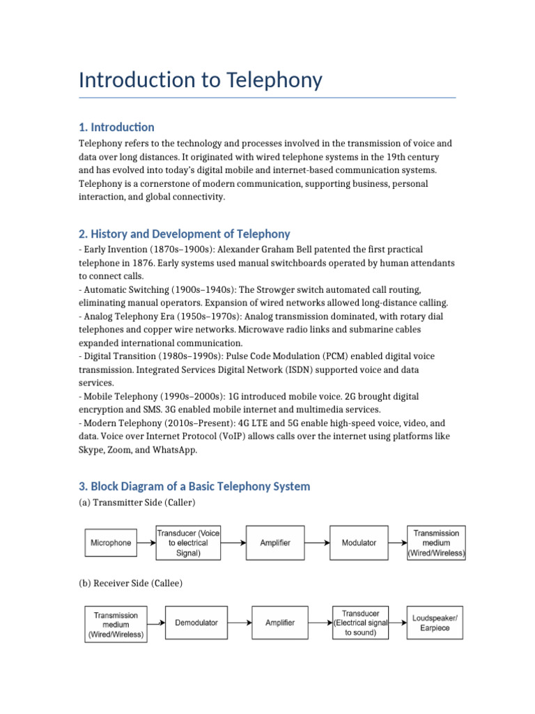 Introduction To Telephony | PDF | Telephone | Telephony