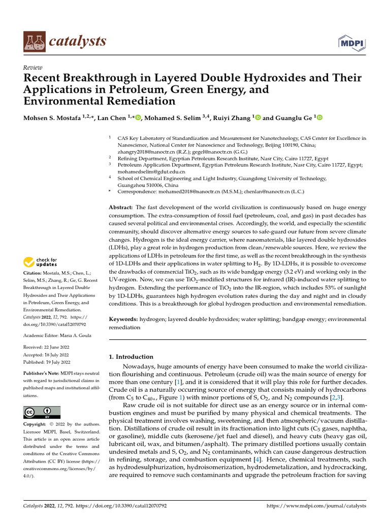 Breakthroughs in Layered Double Hydroxides | PDF | Petroleum ...