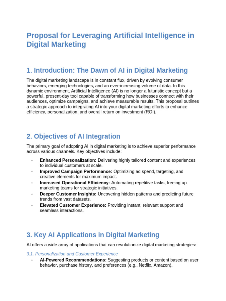 AI Integration in Digital Marketing Proposal | PDF | Artificial ...