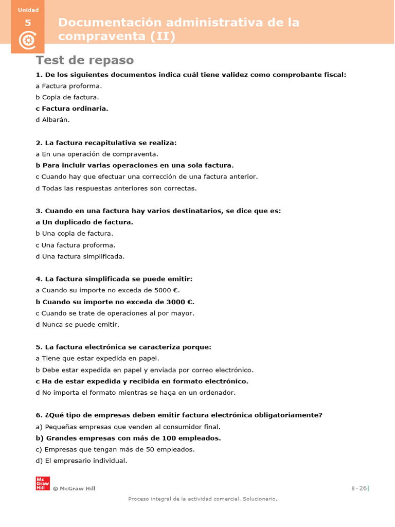 Solucion Test Ut 5 Piac | PDF | Factura | Economias