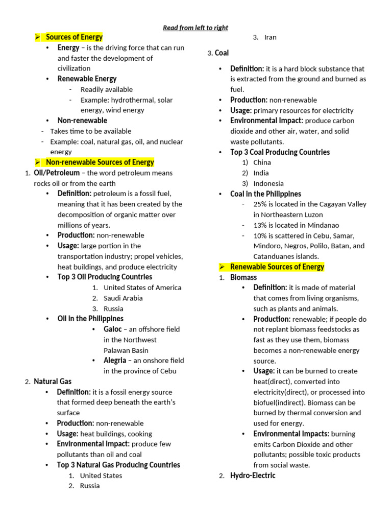 Energy Sources: Renewable vs Non-Renewable | PDF | Energy Development ...