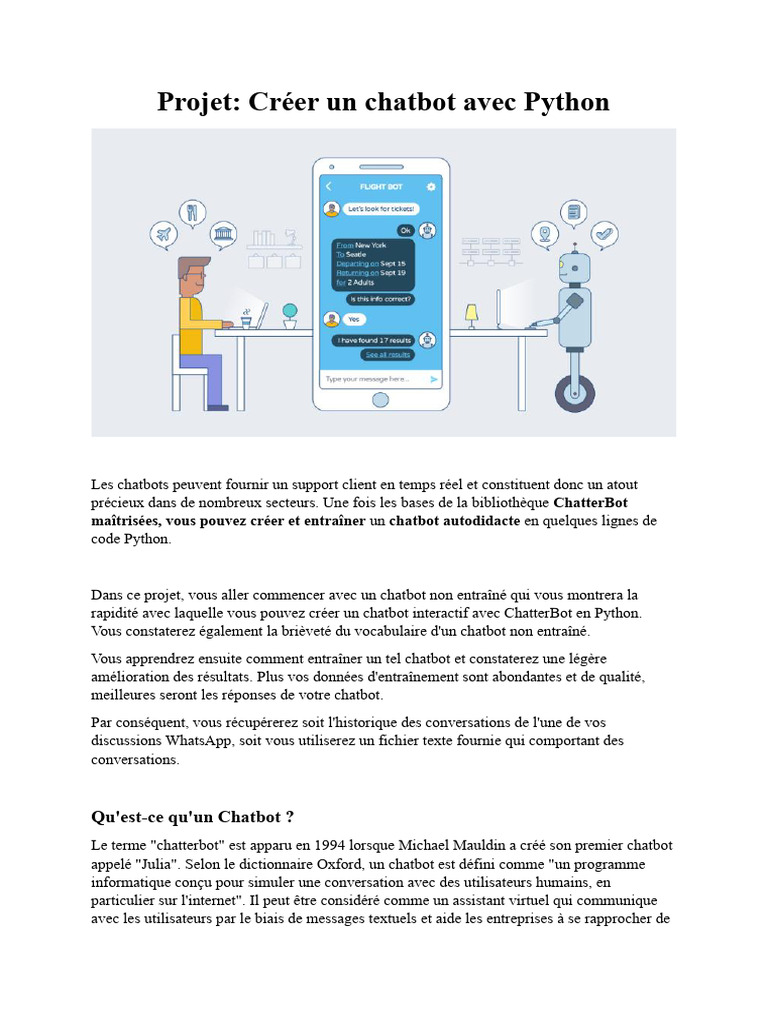 Créer un chatbot Python avec ChatterBot | PDF | Apprentissage ...