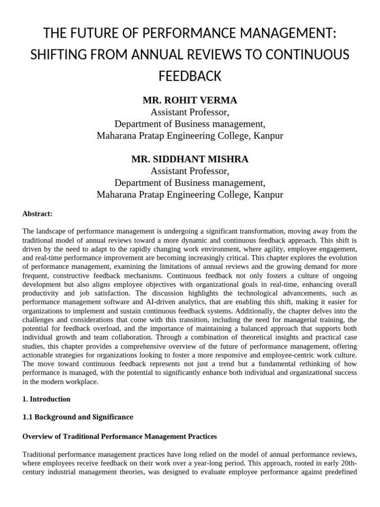 Future of Performance Management: Continuous Feedback | PDF | Employee ...