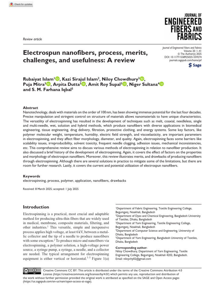 Electrospinning Nanofibers: A Review | PDF | Applied And ...
