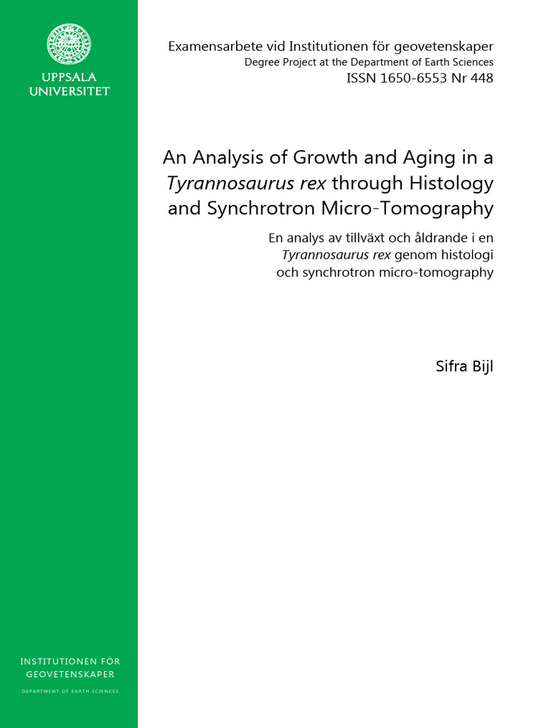 T. rex Growth and Aging Analysis | PDF | Tyrannosaurus | Bone