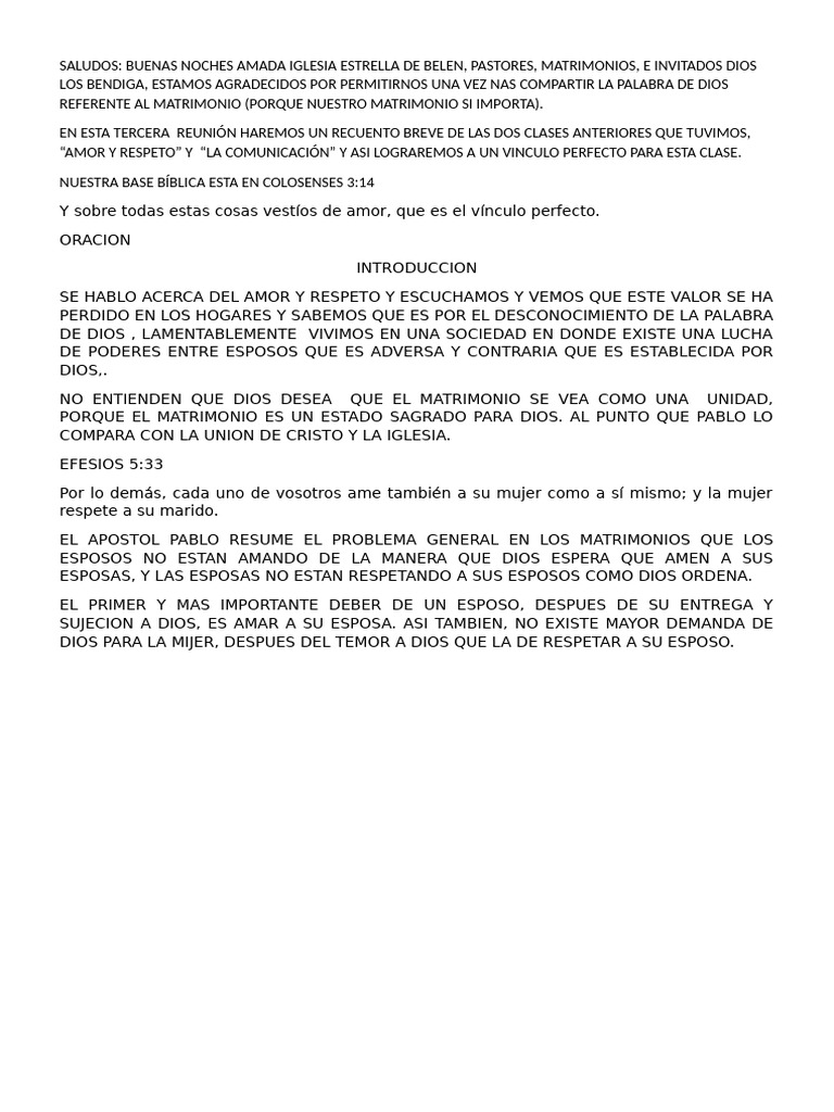 Matrimonio: Amor y Respeto en Dios | PDF