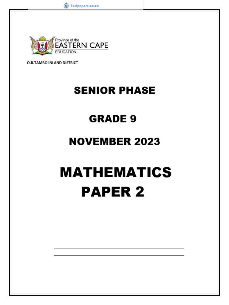 Grade 9 Mathematics Paper 2 2023 | PDF | Triangle | Angle