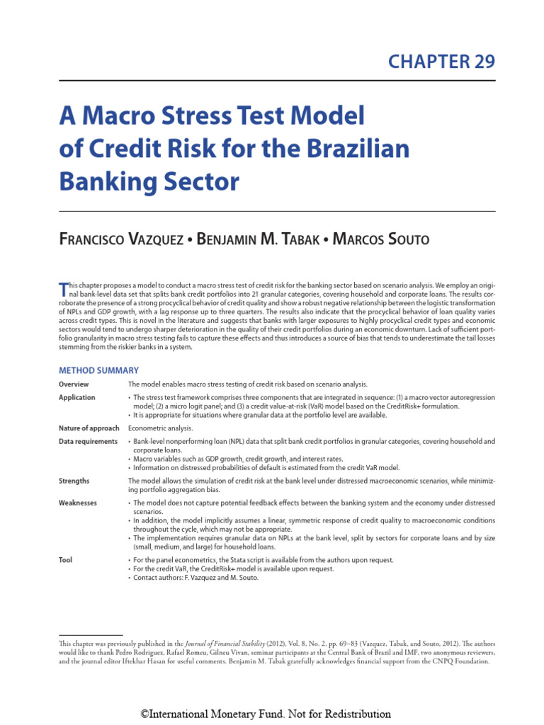 Macro Stress Testing Credit Risk in Brazil | PDF | Macroeconomics ...