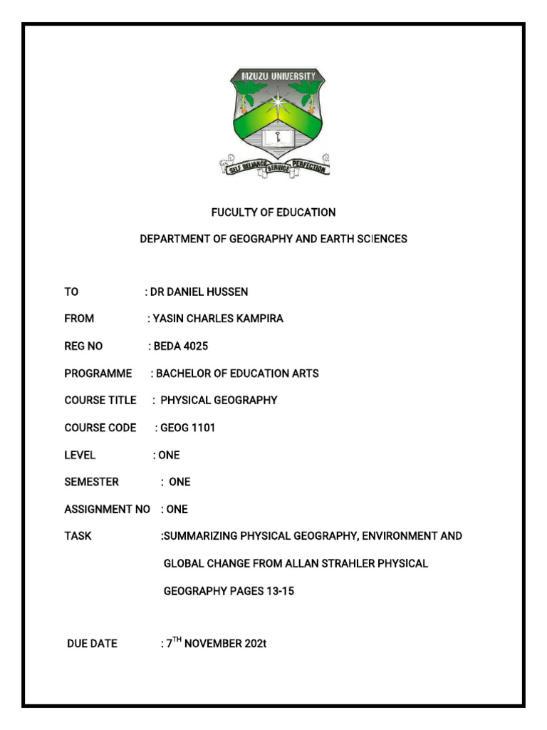 Cover Page Geog 1101 | PDF