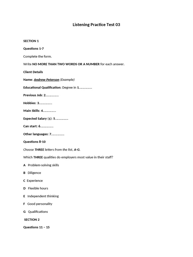 Listening Practice Test 03 Guide | PDF | Cave