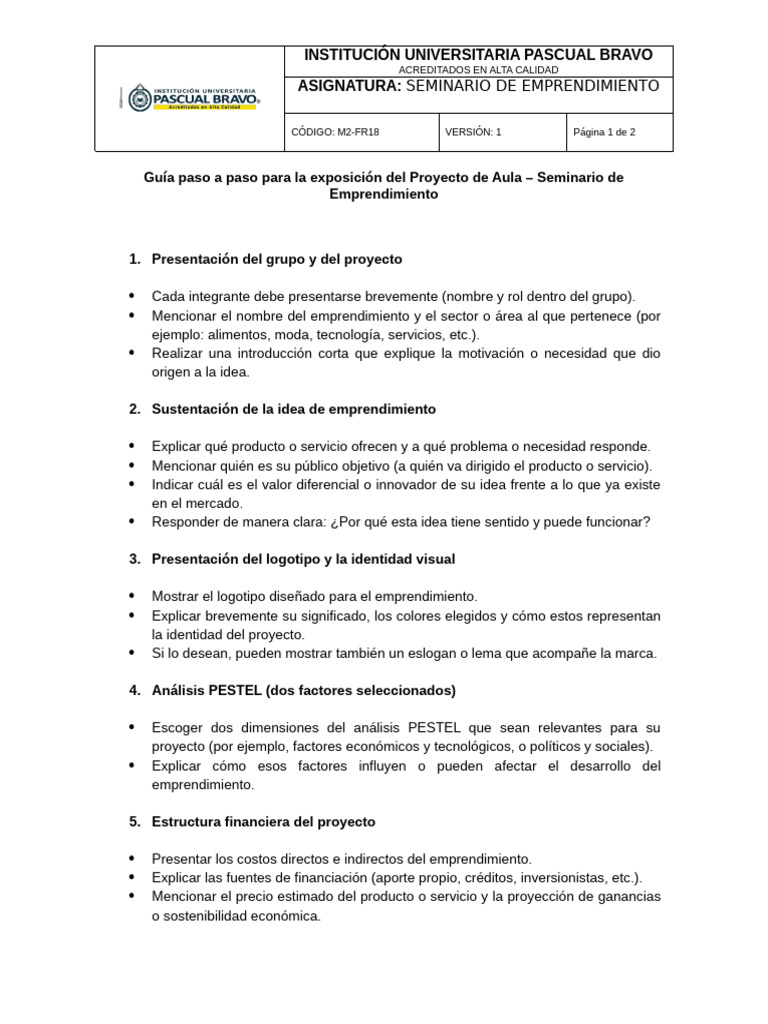Guía Del Proyecto de Aula - EMPRENDIMIENTO | PDF | Iniciativa ...