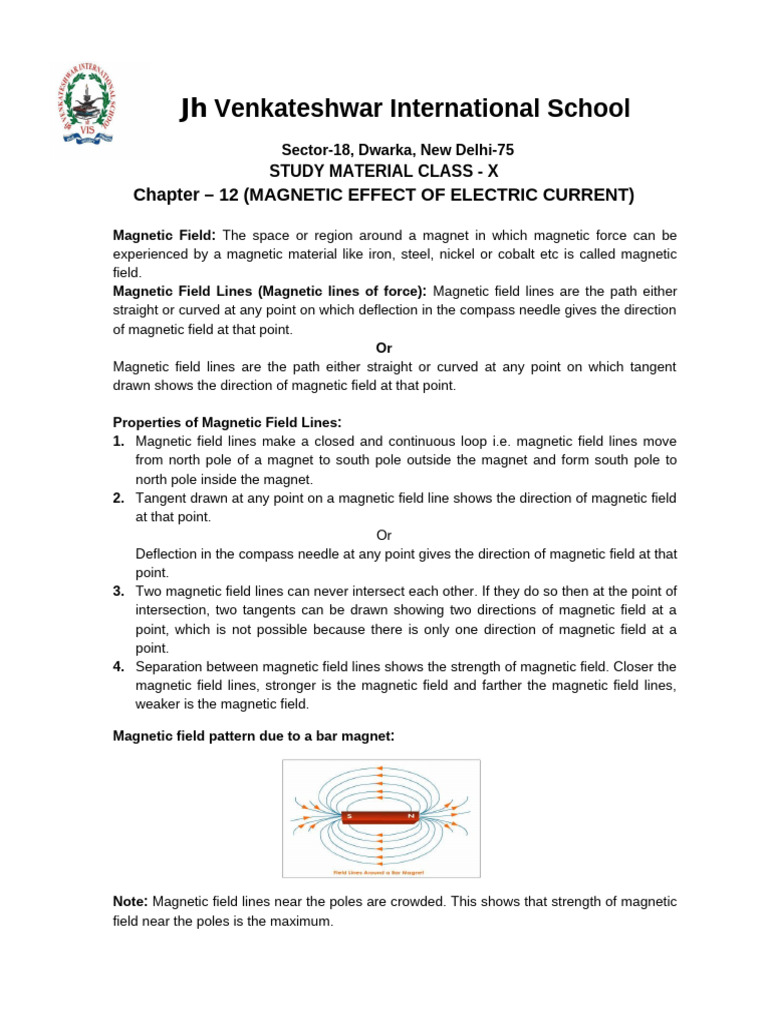 Magnetic Effects of Electric Current | PDF | Electromagnetic Induction ...