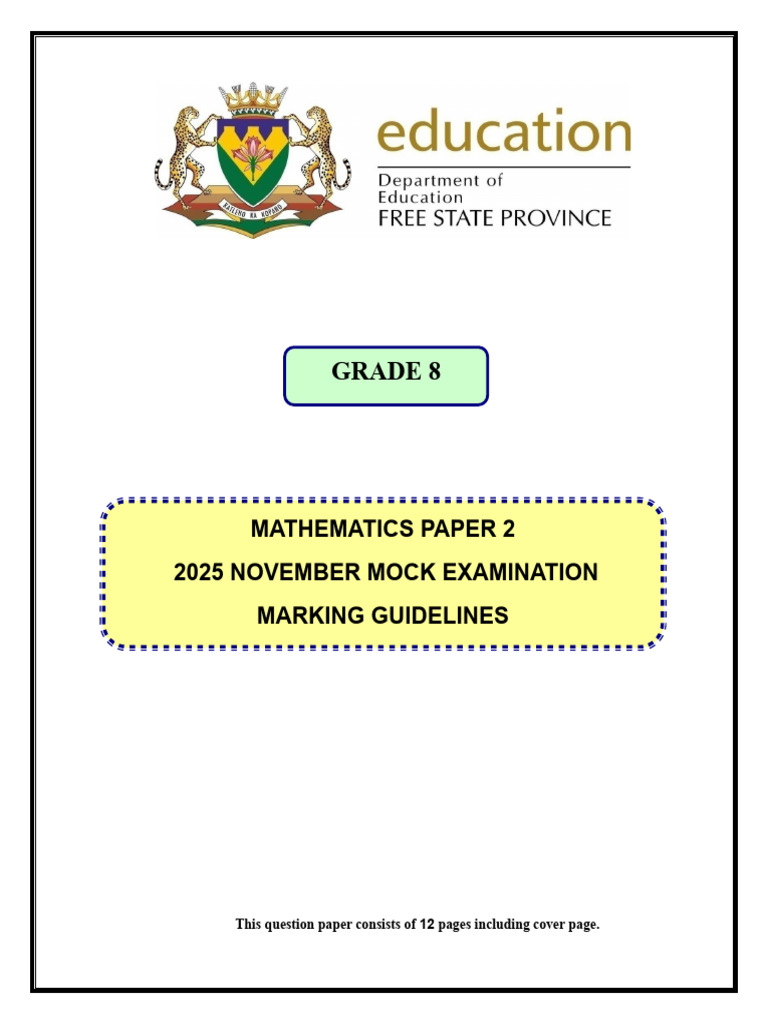 2025 Grade 8 November Mock Exam Paper 2 Memorandum | PDF | Euclidean ...