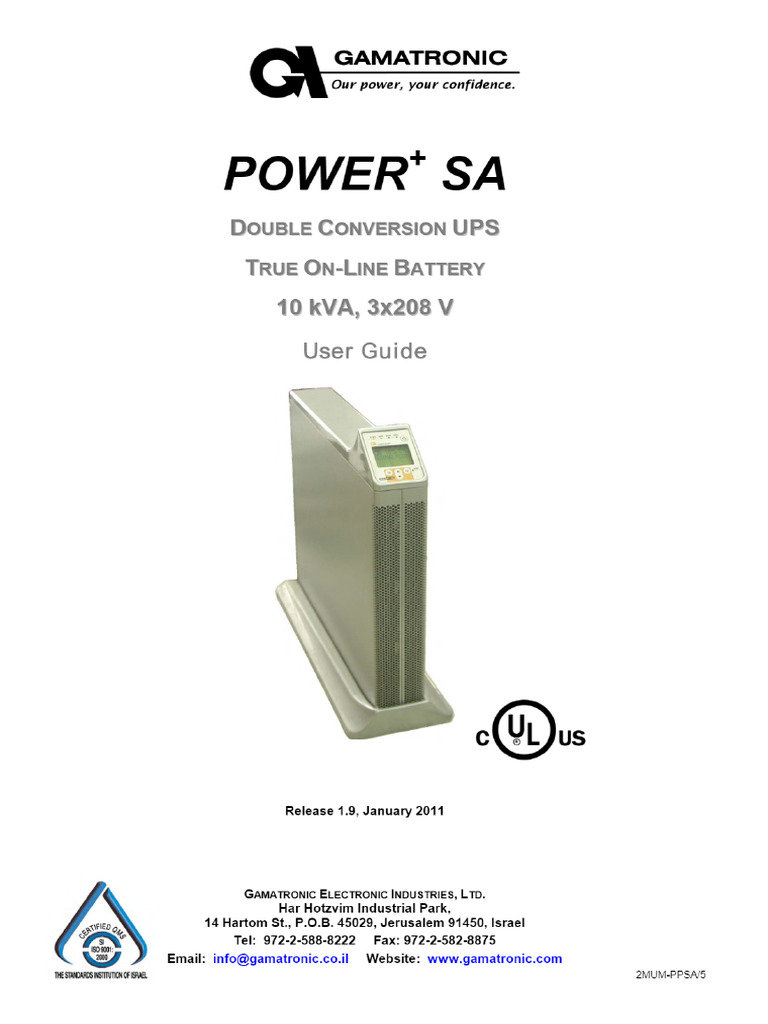 Guía Del Usuario de Gamatronic Power + SA 10KVA - Manualzz | PDF ...