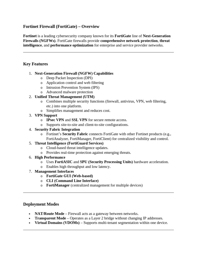 Fortinet FortiGate Firewall Overview | PDF