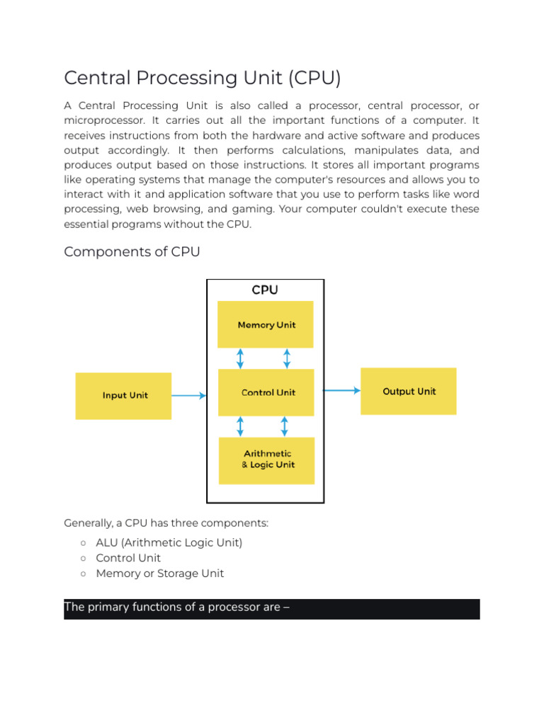 Understanding Central Processing Units | PDF | Multi Core Processor ...