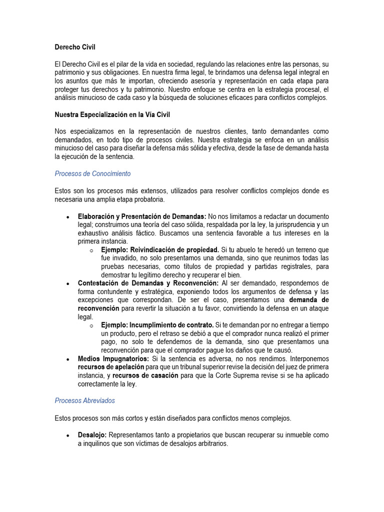 Asesoría Integral en Derecho Civil | PDF | Sentencia (ley) | Caso de ley
