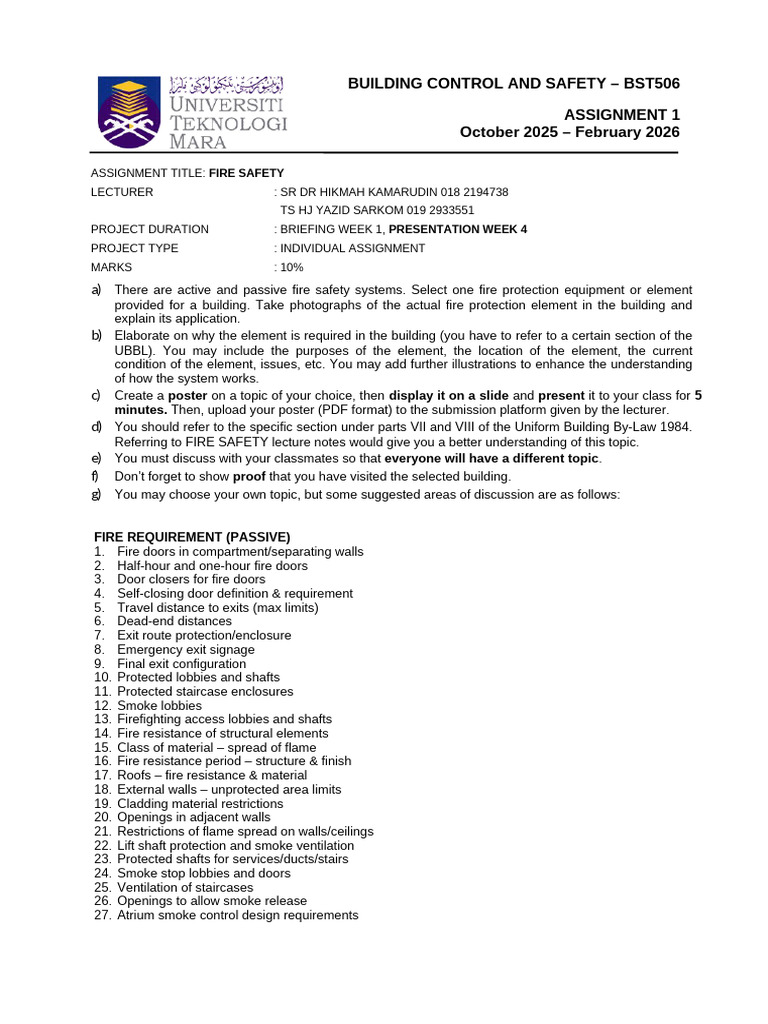 Fire Safety Assignment Overview | PDF | Firefighting | Stairs
