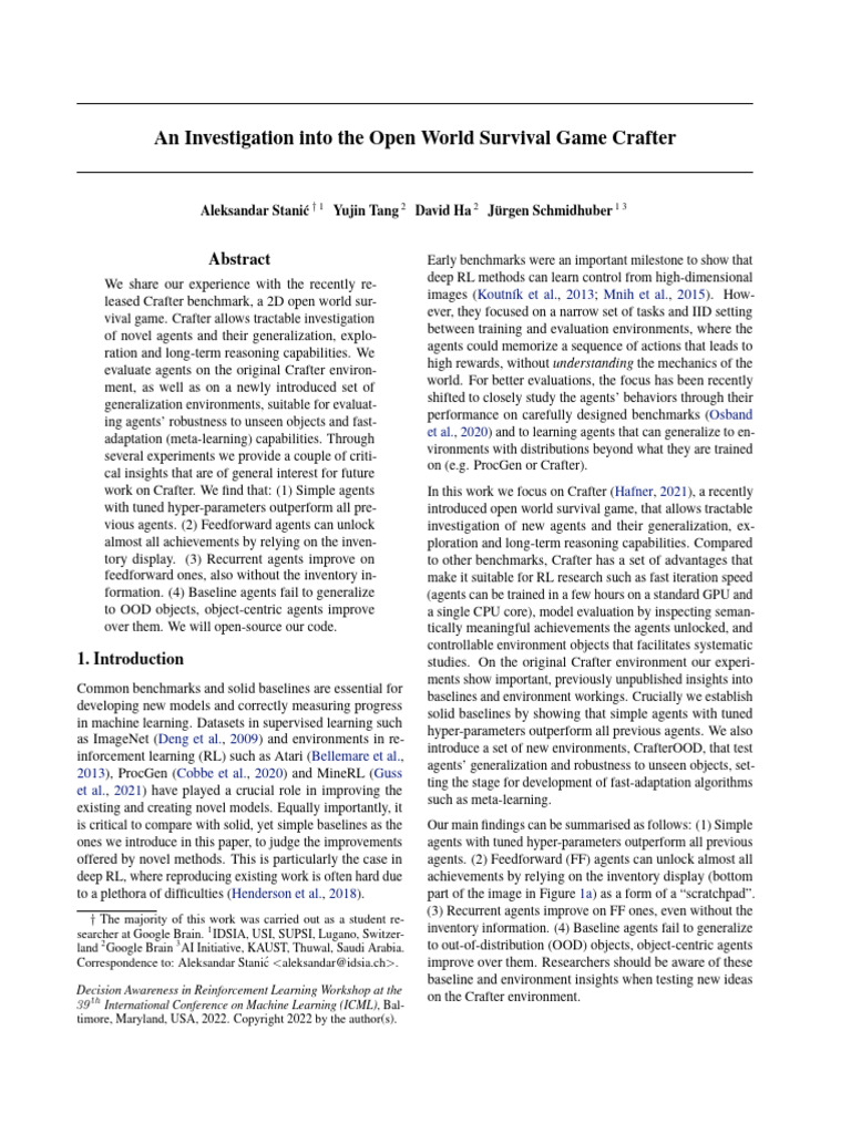 An Investigation Into The Open World Survival Game Crafter | PDF ...