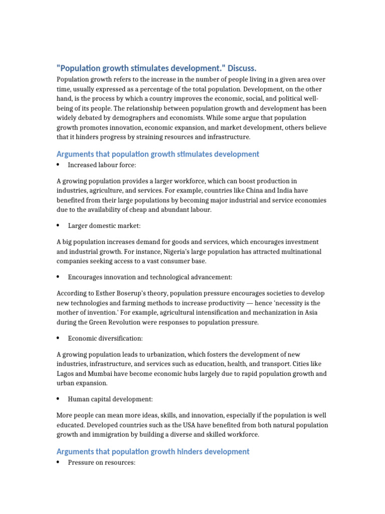Population Growth and Development Impact | PDF | Economic Growth ...