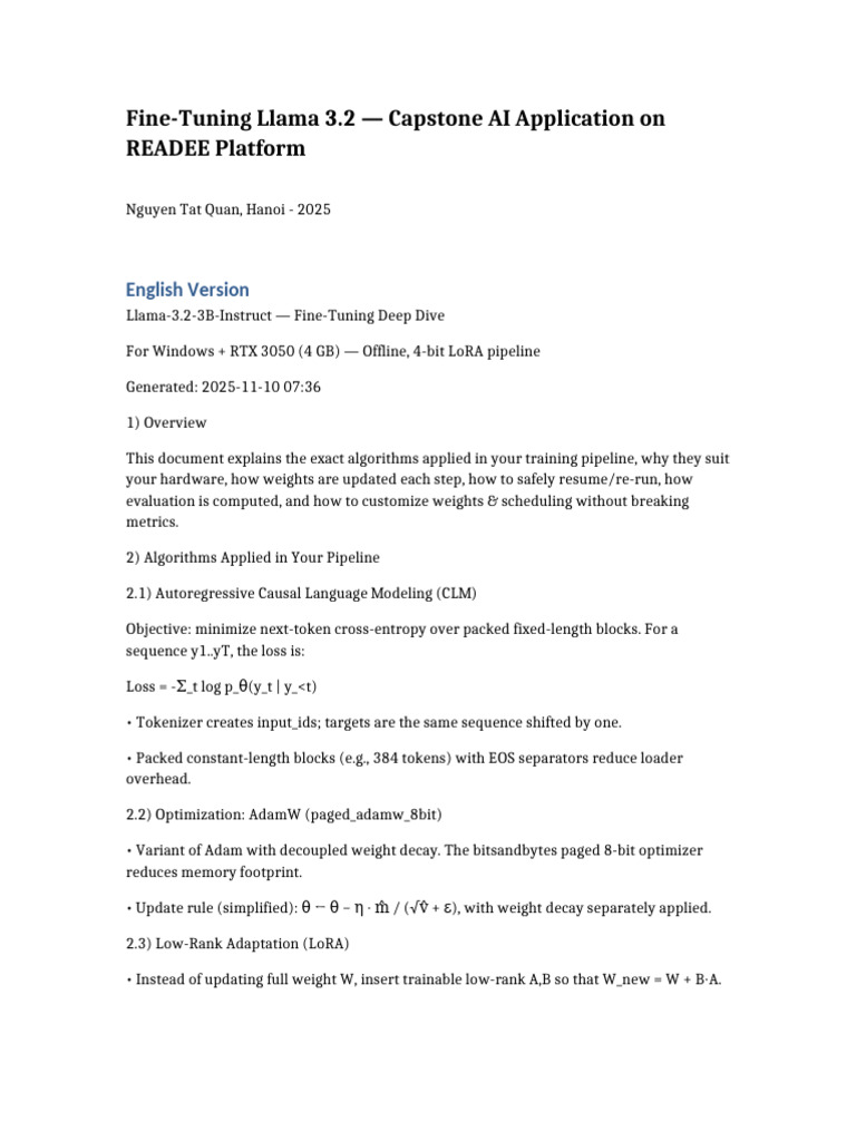 Fine Tuning Llama 3.2 Final | PDF | Learning | Machine Learning
