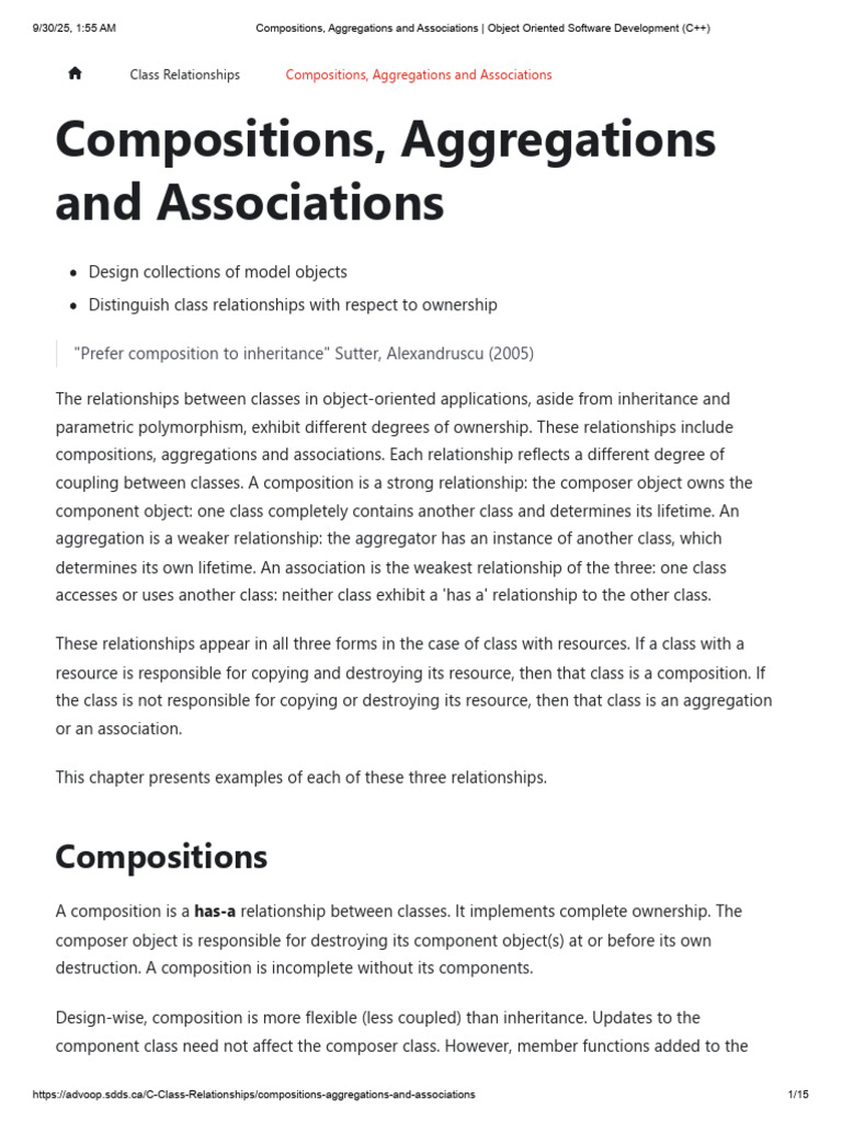 Class Relationships: Composition & Aggregation | PDF | Class (Computer ...