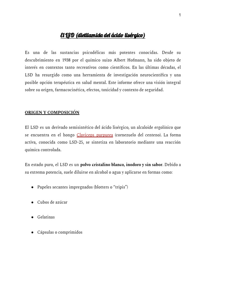 Efectos y farmacocinética del LSD | PDF | Cromatografía