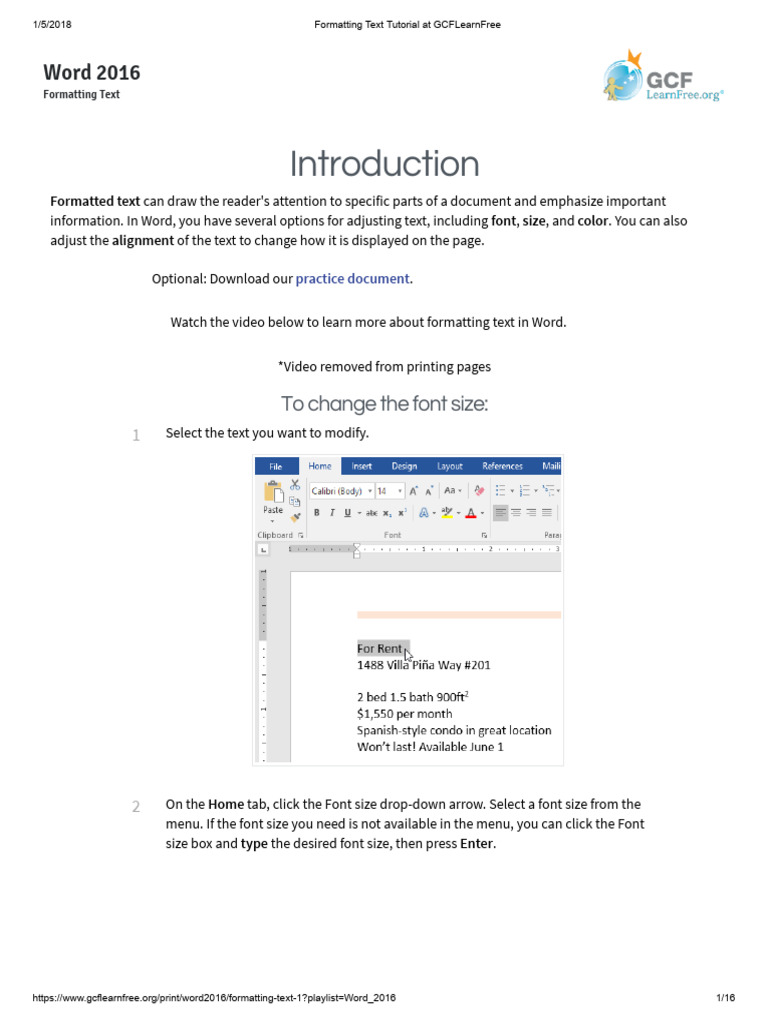 Word 2016 Text Formatting Guide | PDF | Publishing | Typography