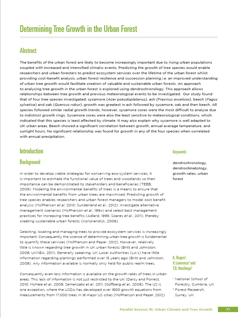 Urban Tree Growth and Climate Impact | PDF | Regression Analysis | Forests