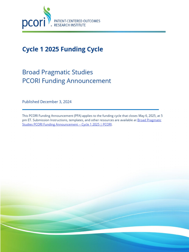 PCORI 2025 Cycle 1 Broad Pragmatic Studies PFA | PDF | Health System ...
