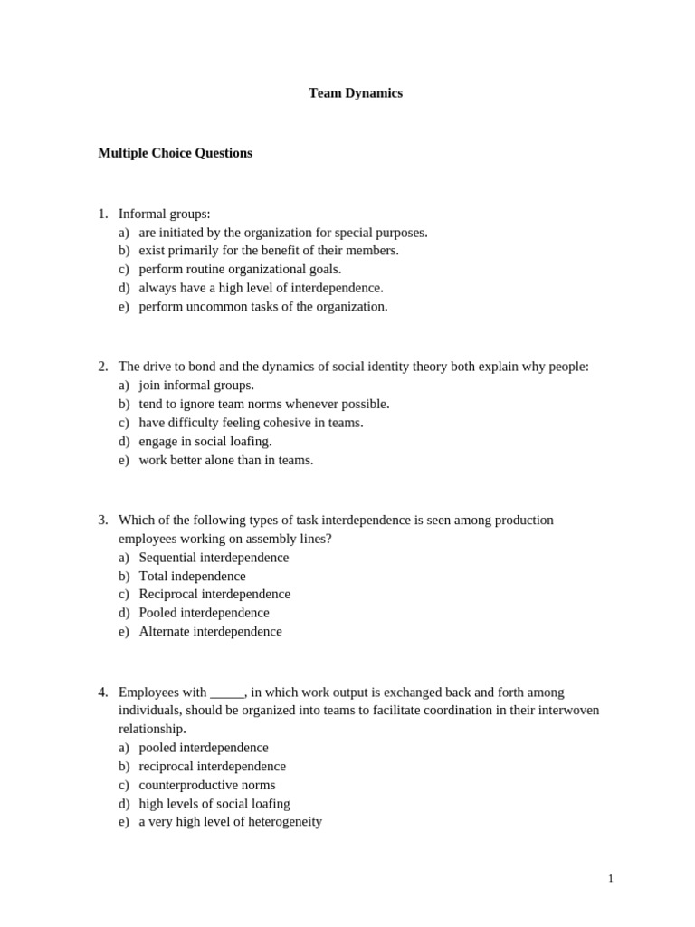 Team Dynamics: Key Concepts & Questions | PDF | Systems Theory | Group ...