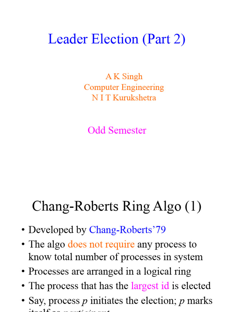 Chang-Roberts Leader Election Algorithm | PDF | Time Complexity ...