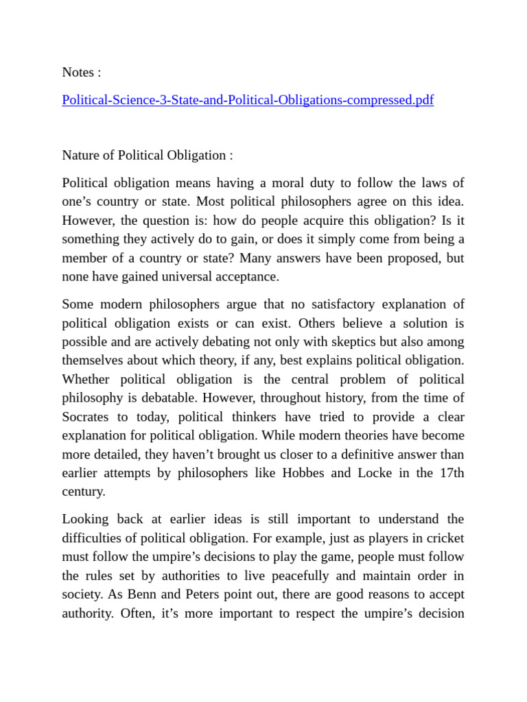Pol Sci Notes | PDF | Noumenon | Immanuel Kant