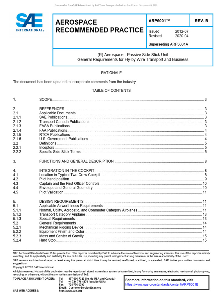 Aerospace Passive Side Stick Unit Standards | PDF | Rotation | Federal ...