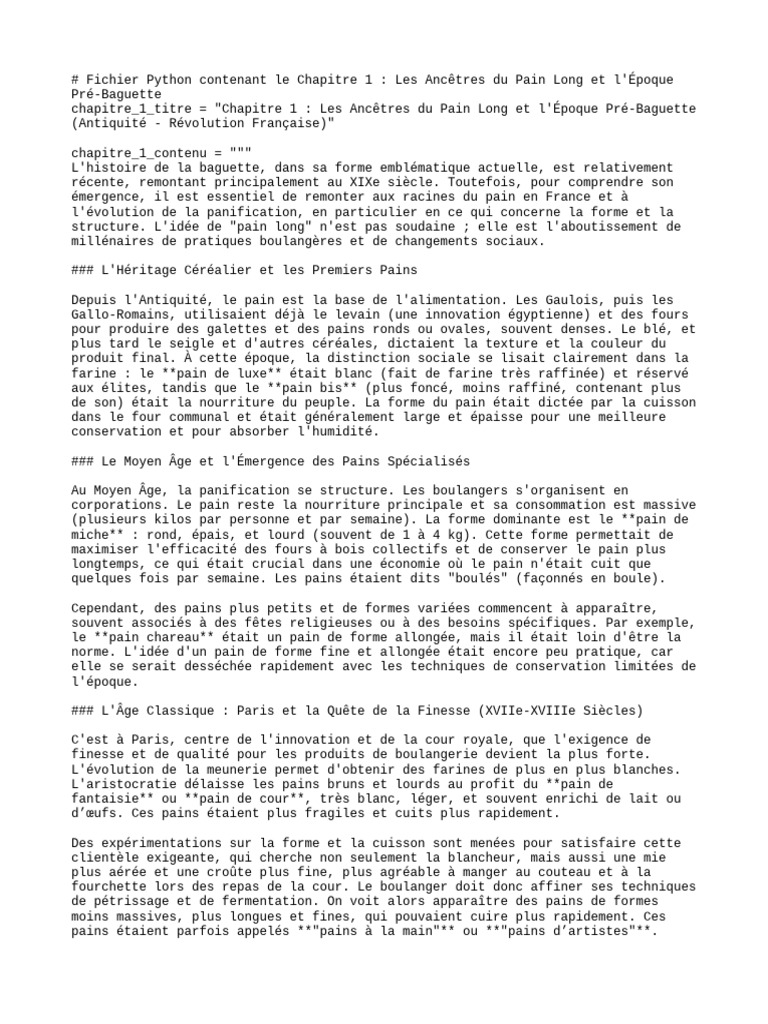 Histoire du Pain Long en France | PDF | Pains | Nourritures