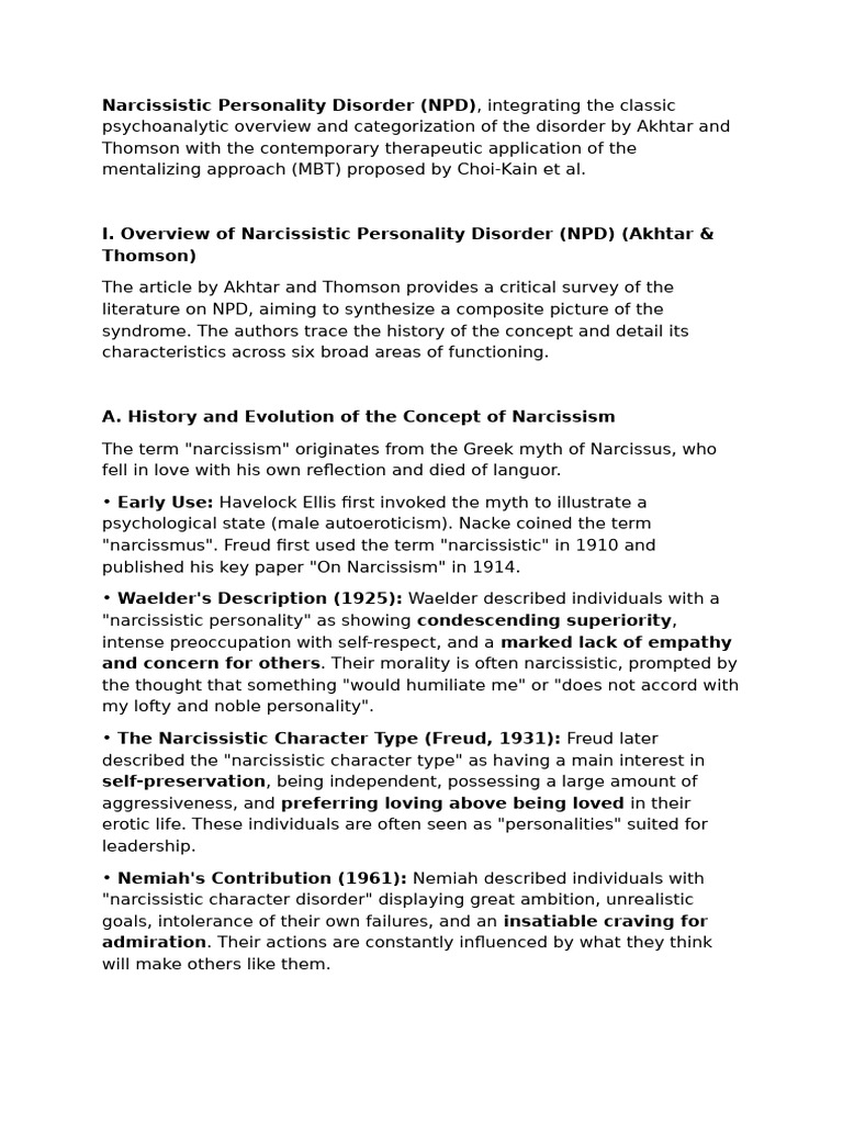 Study Day - Narcissism and Narcissistic States of Mind | PDF ...