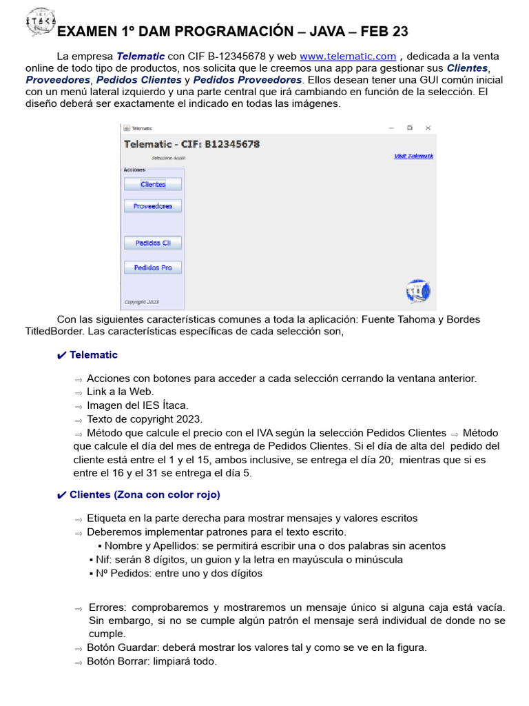 Examen Java Feb 23 | PDF | Java (lenguaje de programación) | Ciencias ...