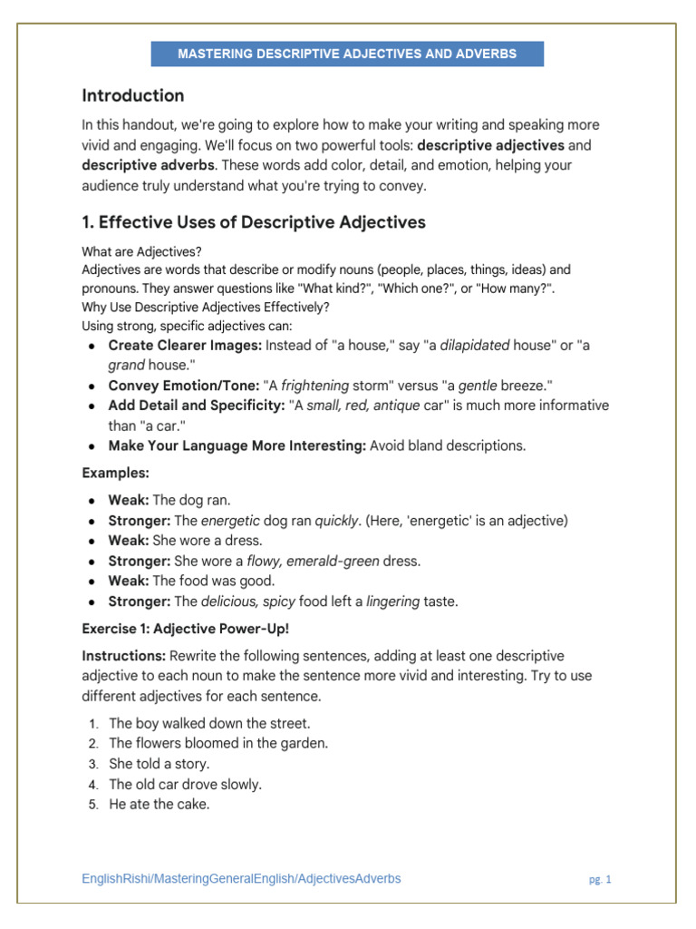Adjectives and Adverbs | PDF | Adverb | Adjective