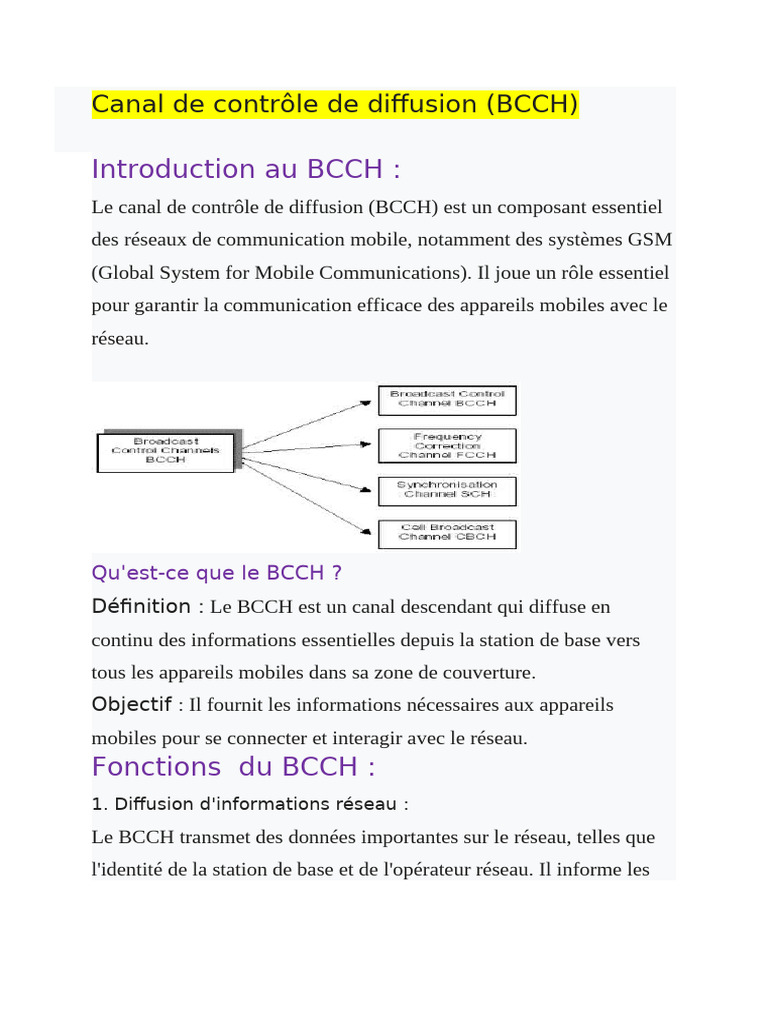 Canal de contrôle de diffusion (BCCH) | PDF