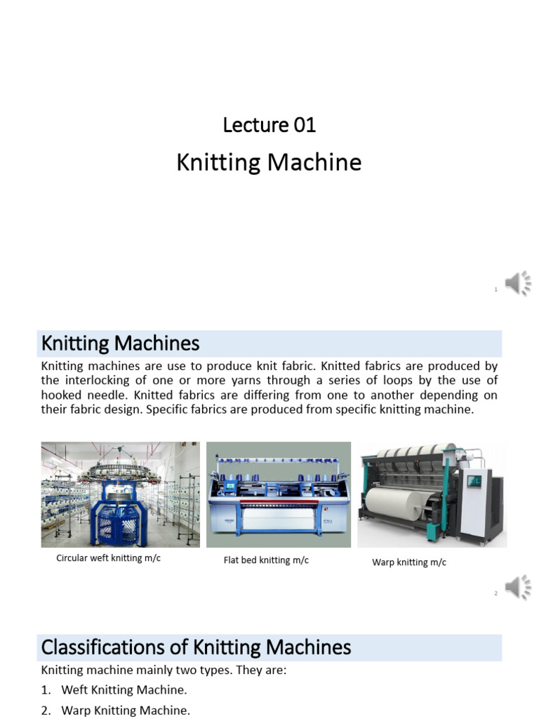 Types and Features of Knitting Machines | PDF | Knitting | Crafts