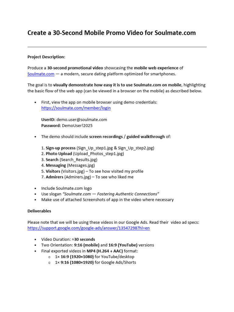 Project Video Spec Final v1 | PDF