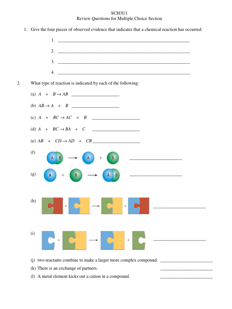 Unit 2 Review For Multiple Choice | PDF | Oxide | Chemical Reactions