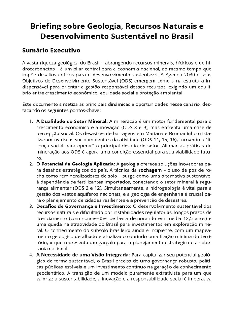 Geologia e Sustentabilidade no Brasil | PDF | Aquífero | Sustentabilidade