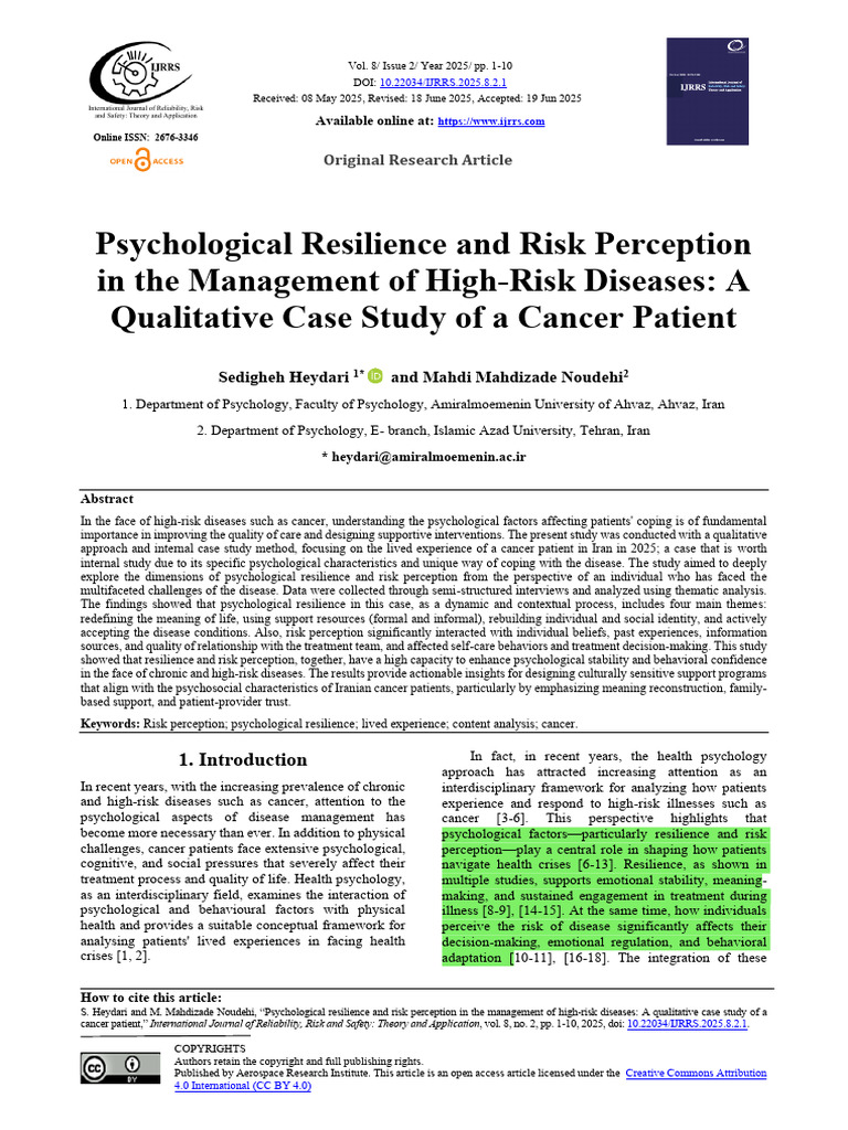Psychological Resilience in Cancer Care | PDF | Psychological ...
