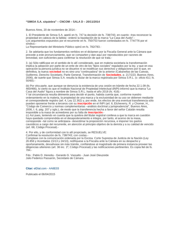 Simoa | PDF | Sociedad de responsabilidad limitada | Justicia
