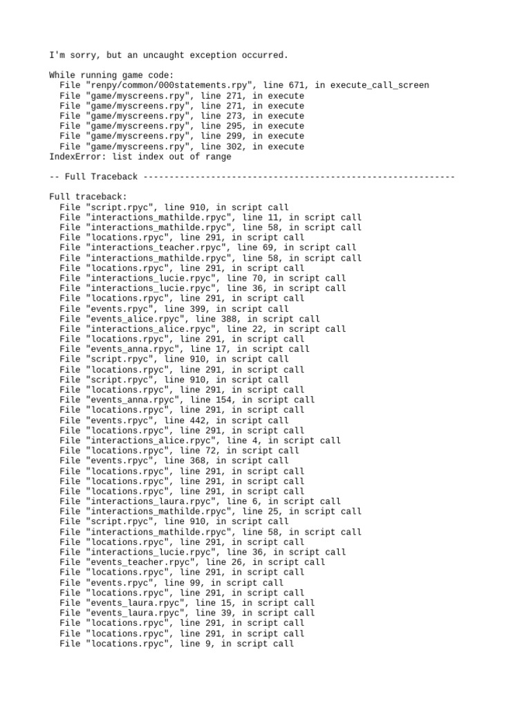 Game Code IndexError Debugging Guide | PDF