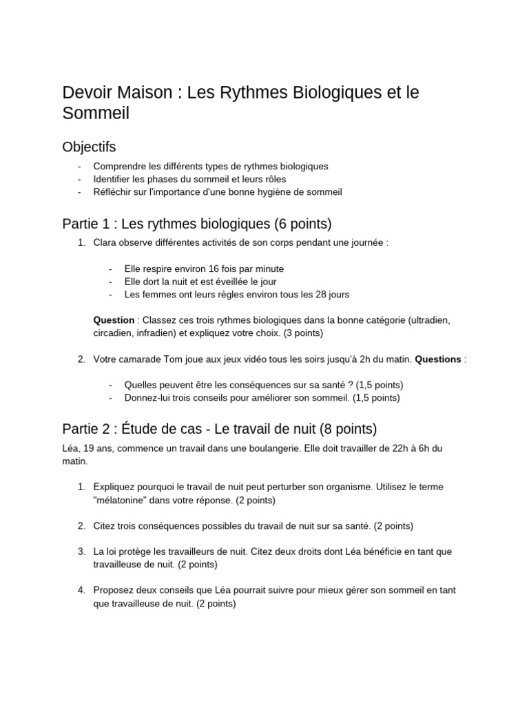 Rythmes Biologiques et Sommeil: Guide Complet | PDF