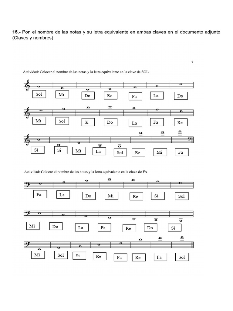 Notas y letras en claves musicales | PDF